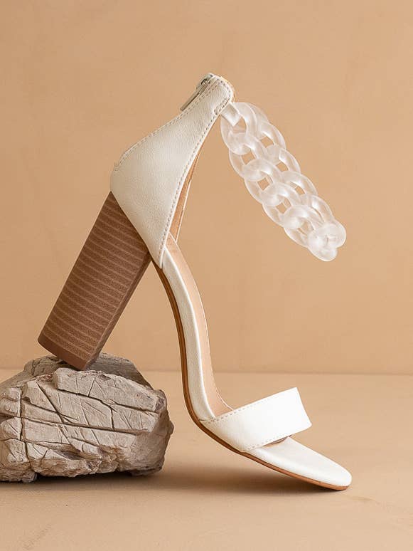 Josie White Ankle Chain Heel