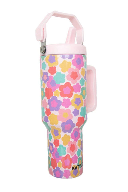 Groovy Multicolored Flowers Tumbler