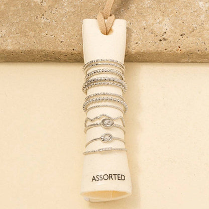 Assorted Ten Piece Metallic Ring Set