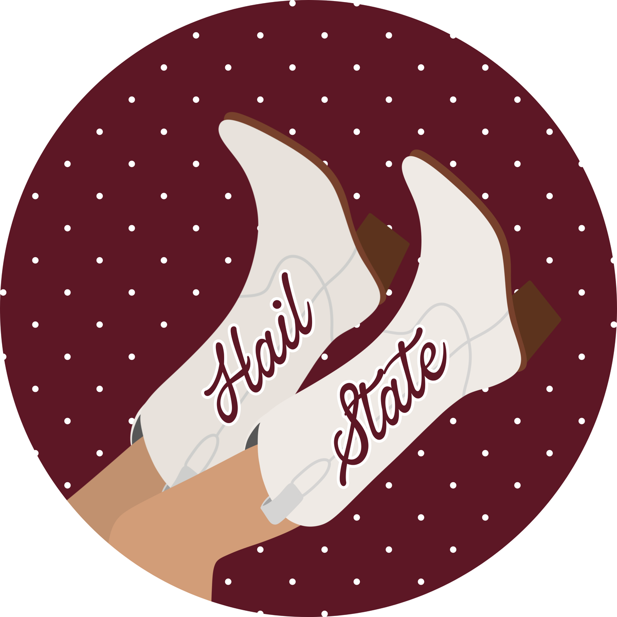 Hail State with Boots Game Day Button
