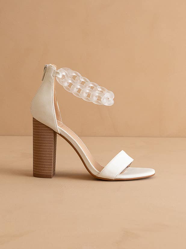 Josie White Ankle Chain Heel