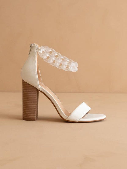 Josie White Ankle Chain Heel