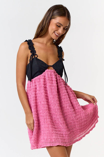 Bella Bow Strap Chiffon Babydoll Dress