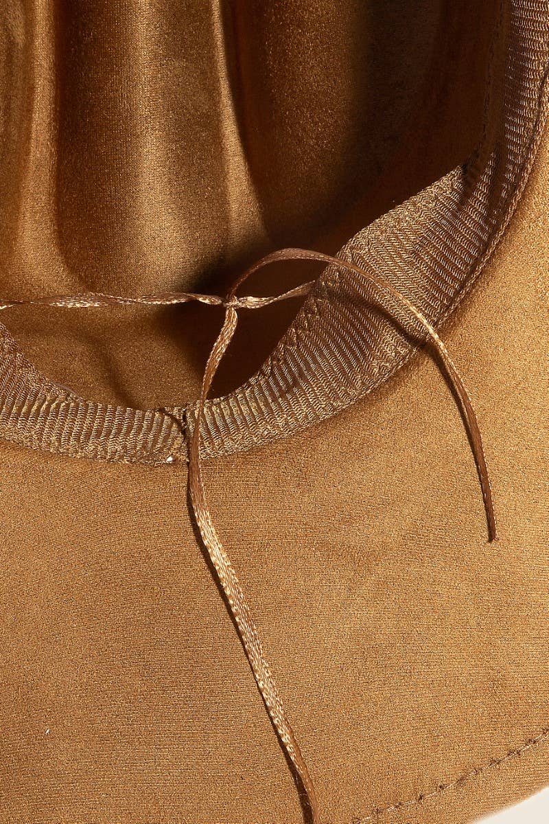 Double Belt Faux Suede Cowboy Hat