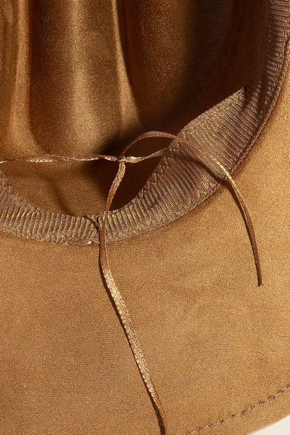 Double Belt Faux Suede Cowboy Hat
