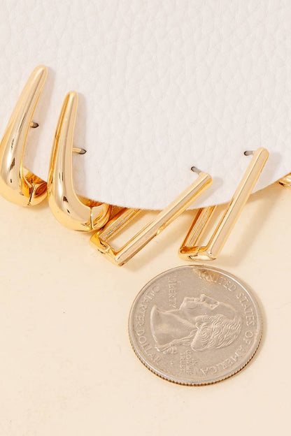 Mixed Long Oval Hinge Hoop Earrings Set