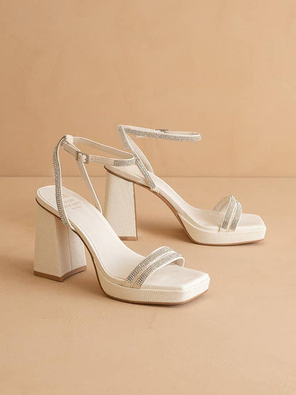 Suva White Rhinestone and Reptile Print Strappy