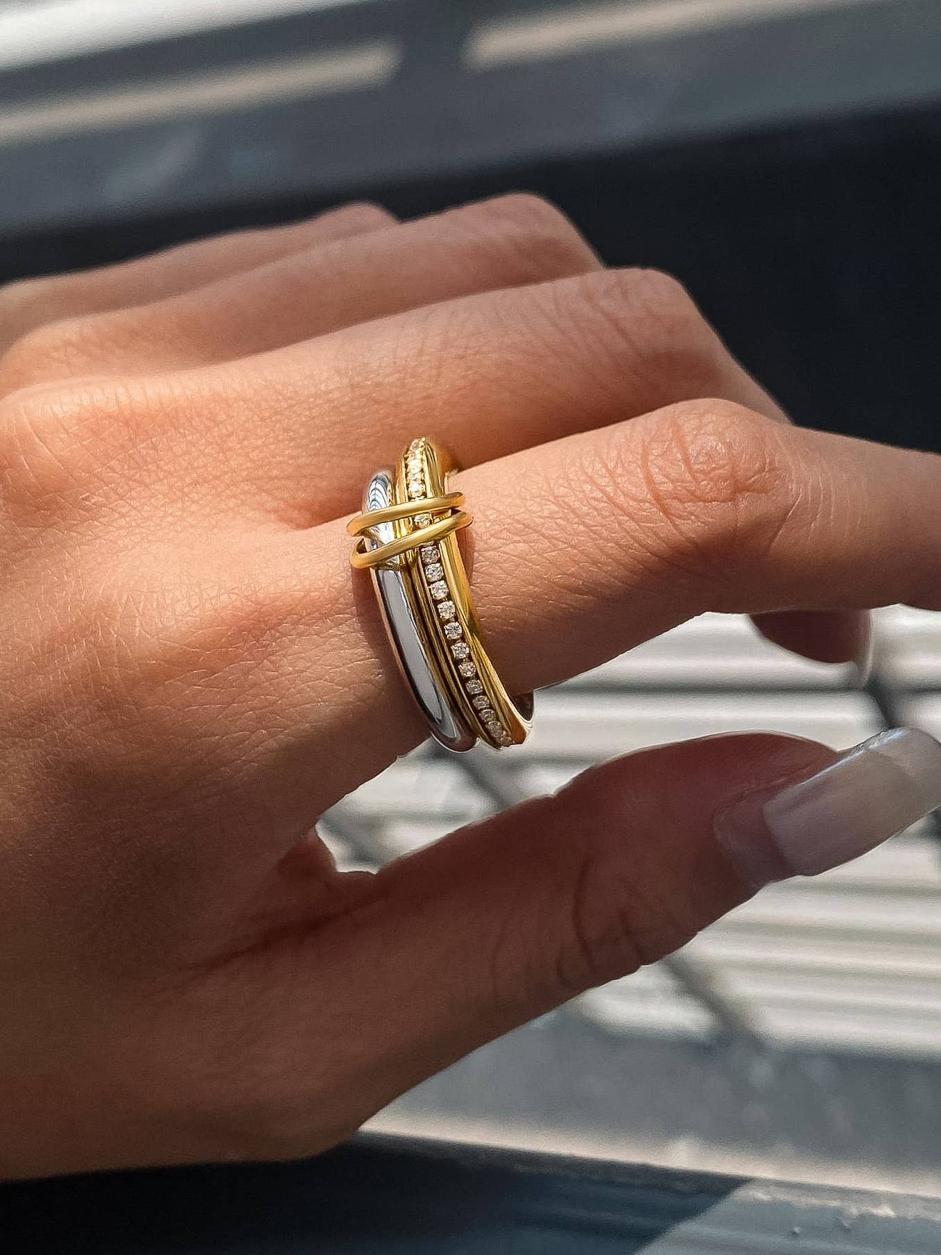 Bayard 18K Gold Non-Tarnish Multi Stack Ring