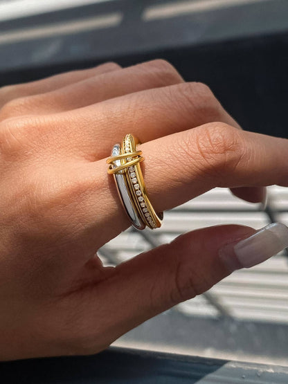 Bayard 18K Gold Non-Tarnish Multi Stack Ring
