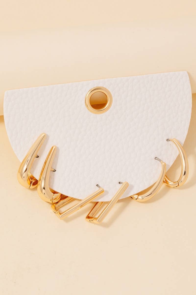 Mixed Long Oval Hinge Hoop Earrings Set