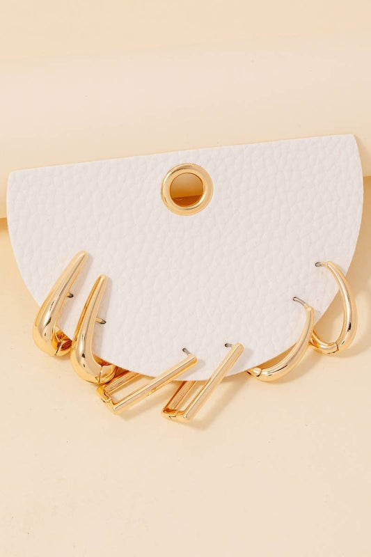 Mixed Long Oval Hinge Hoop Earrings Set