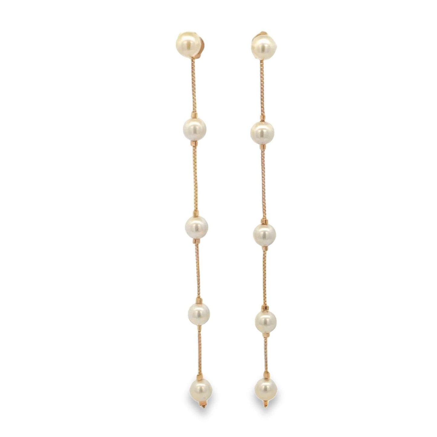 Ball Chain Pearl Dangle Earrings