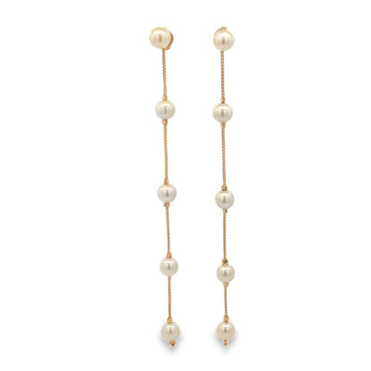 Ball Chain Pearl Dangle Earrings