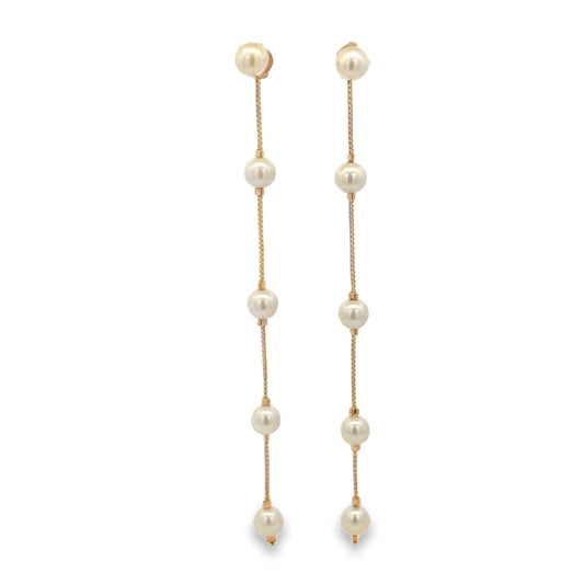 Ball Chain Pearl Dangle Earrings