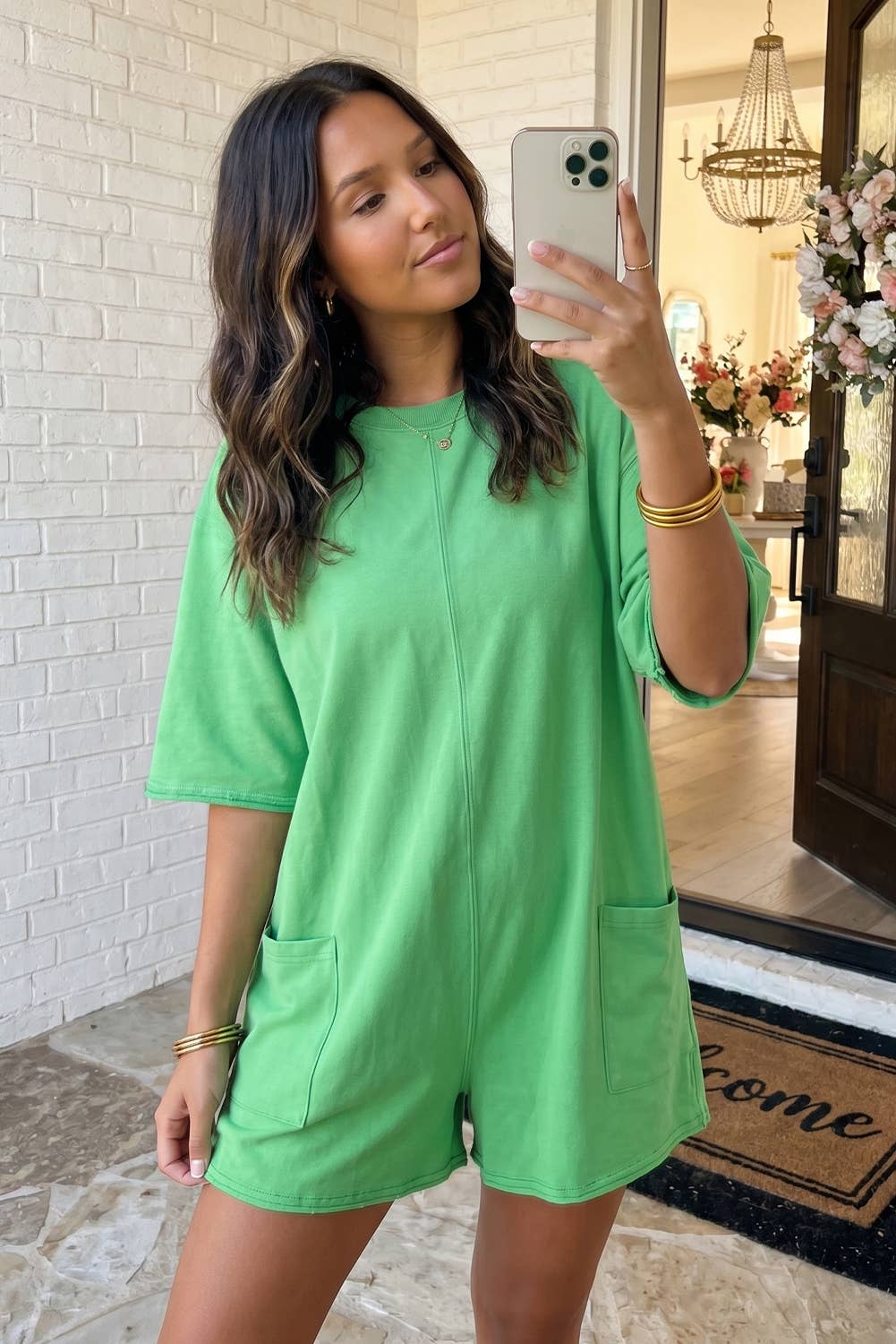 Kennedy Solid Color Raw Edge Pocketed Loose Romper