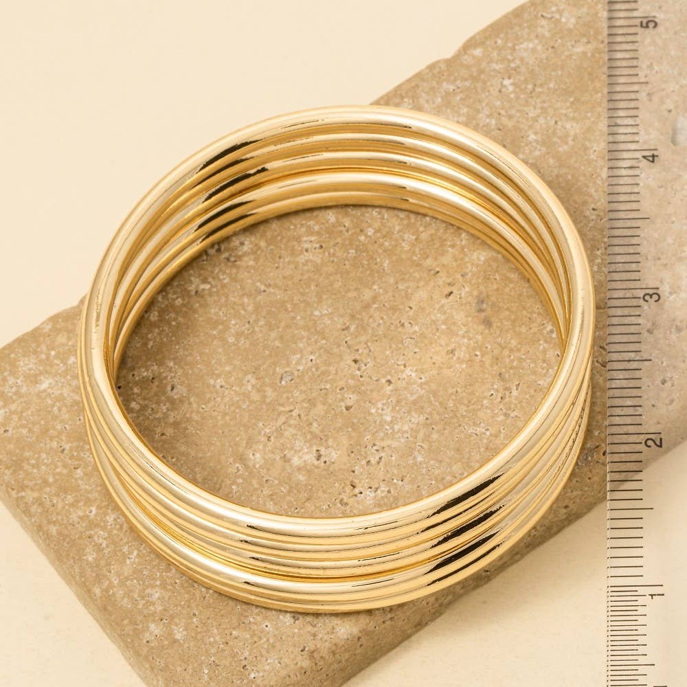 5Pc Metallic Bangle Bracelet Set