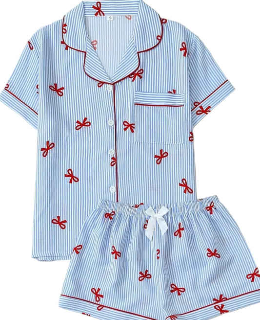 Striped Red Bow Pajamas