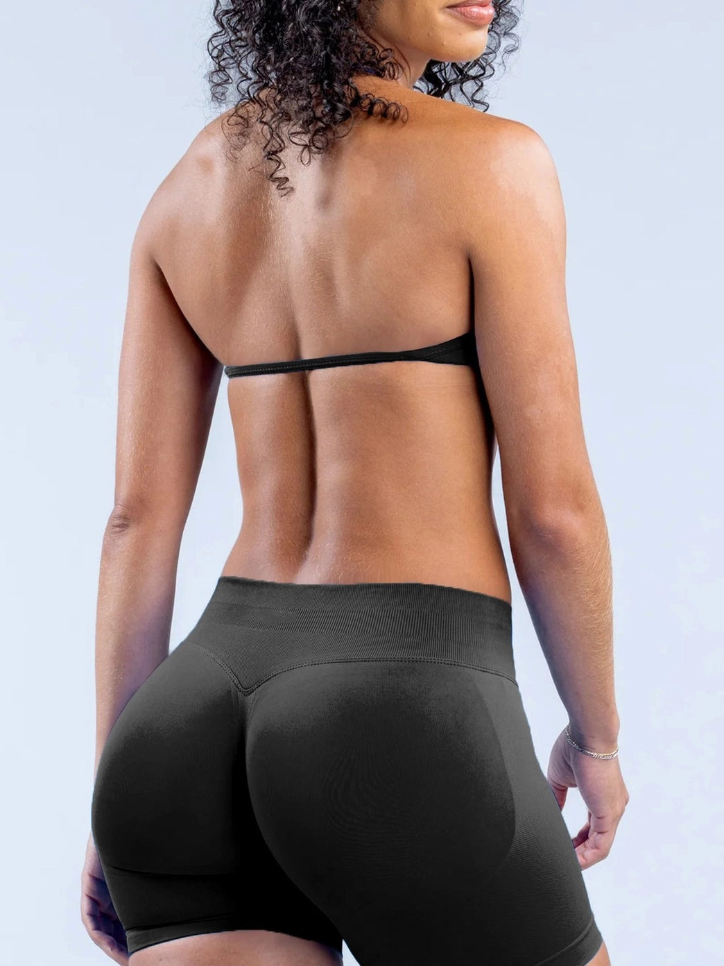 Kara Black Halter Neck Top and Biker Short Set