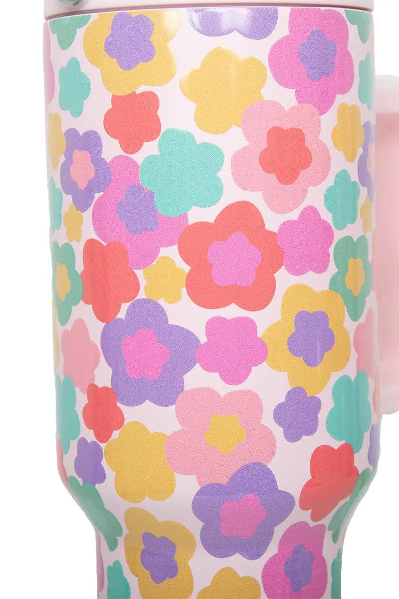 Groovy Multicolored Flowers Tumbler