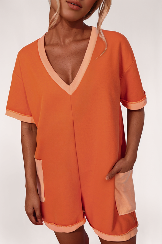 Liv Two-Tone Romper with Pocket