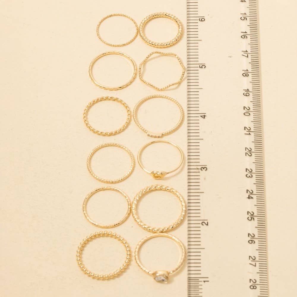 Assorted Ten Piece Metallic Ring Set