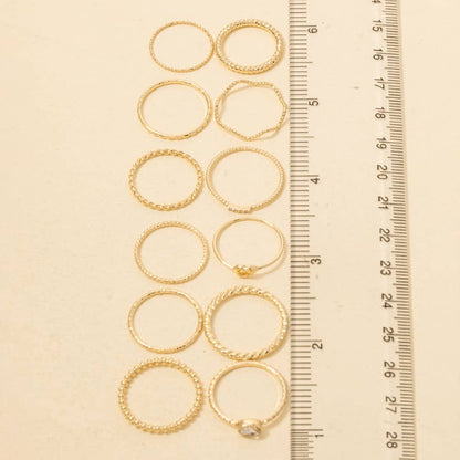 Assorted Ten Piece Metallic Ring Set