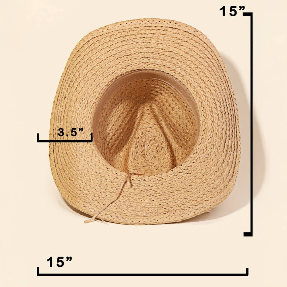 Cowrie Shell Straw Braided Cowboy Hat
