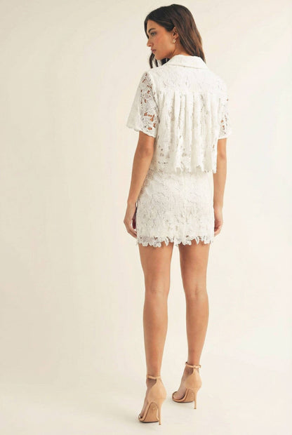 Lydia Lace Shirt & Mini Skirt Set