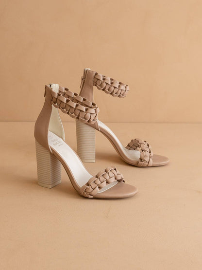 Melody Nude Braided Two Band Block Heel