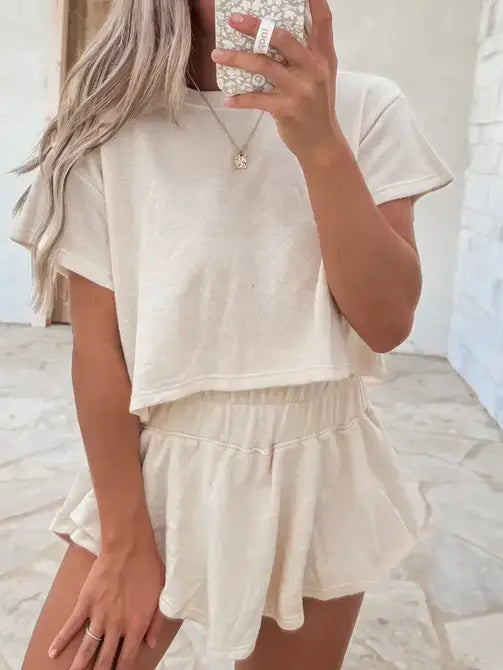 Blossom Cropped Tee and Ruffle High Waist Skort Set