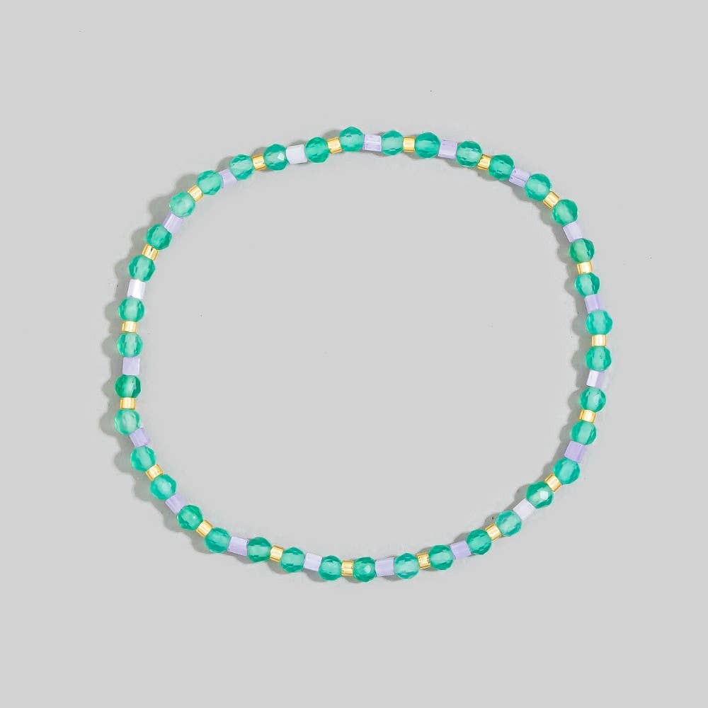Glass And Gemstone Beaded Elastic Bracelet