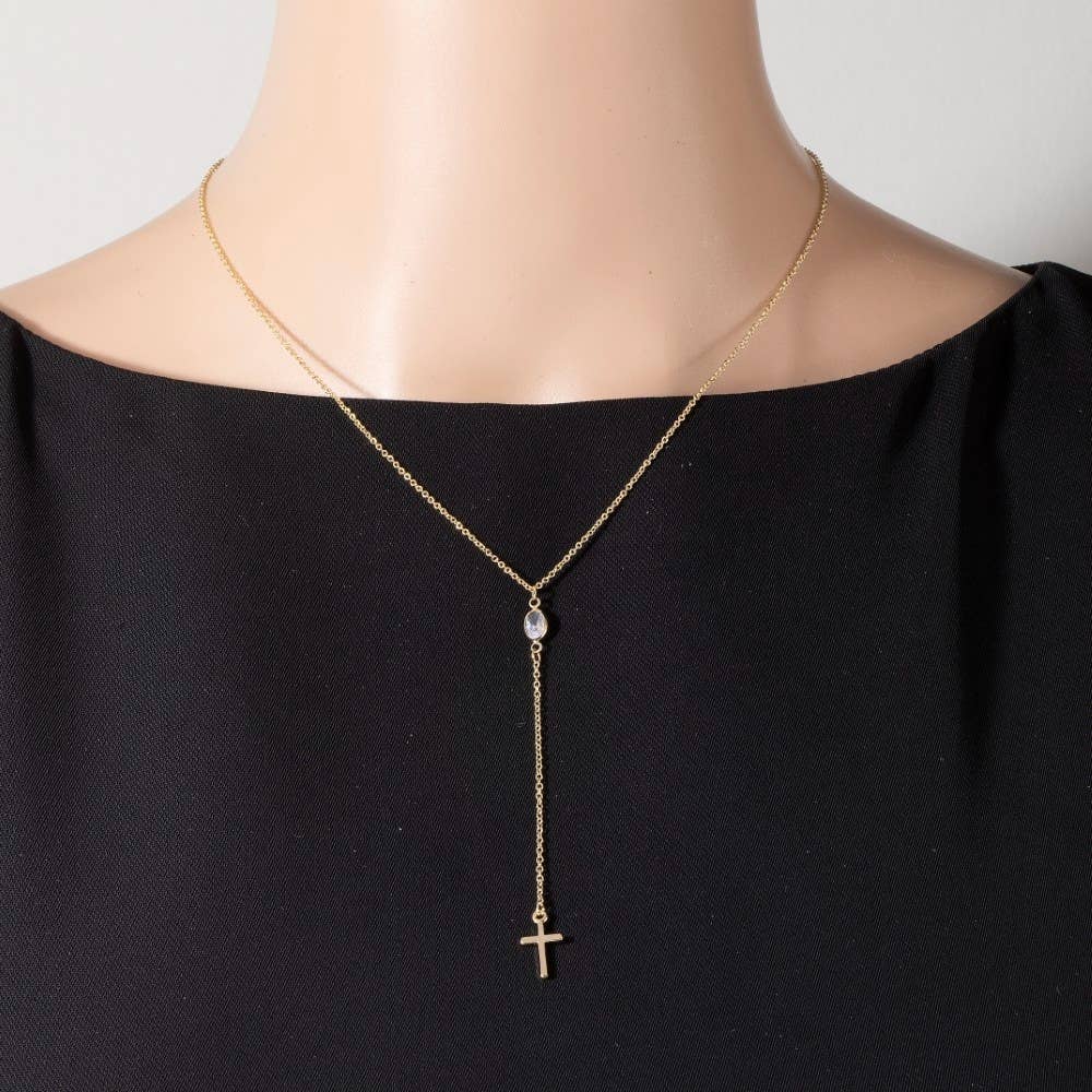 Cross Pendant Y Chain Necklace