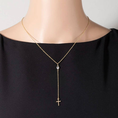 Cross Pendant Y Chain Necklace