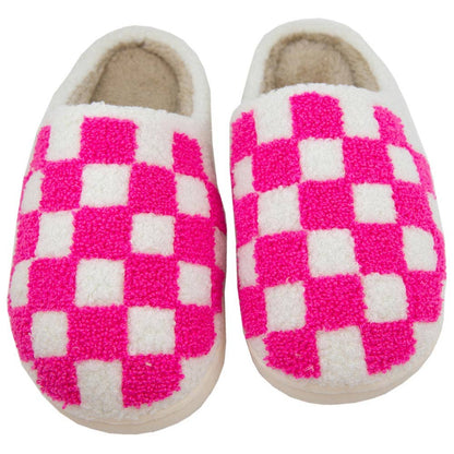 Hot Pink Checkered Pattern Slippers Grad Gift Idea