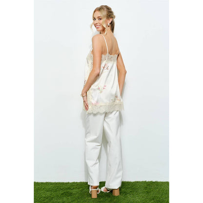 Ila Floral Satin Lace Camisole Top