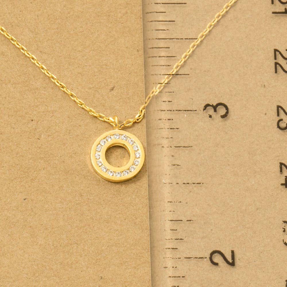 Pave Gold Dipped Circle Pendant Necklace
