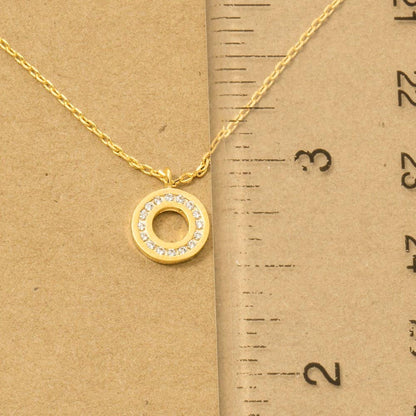 Pave Gold Dipped Circle Pendant Necklace