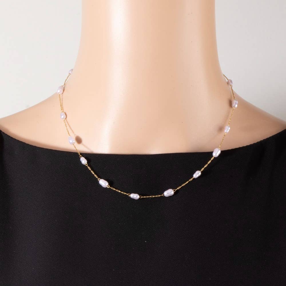 Pearl Paperclip Chain Necklace