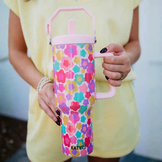 Groovy Multicolored Flowers Tumbler