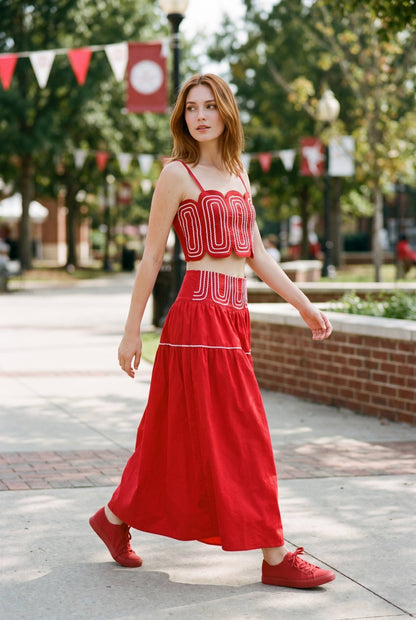 Exclusive Lace Trimmed Top & Skirt Set