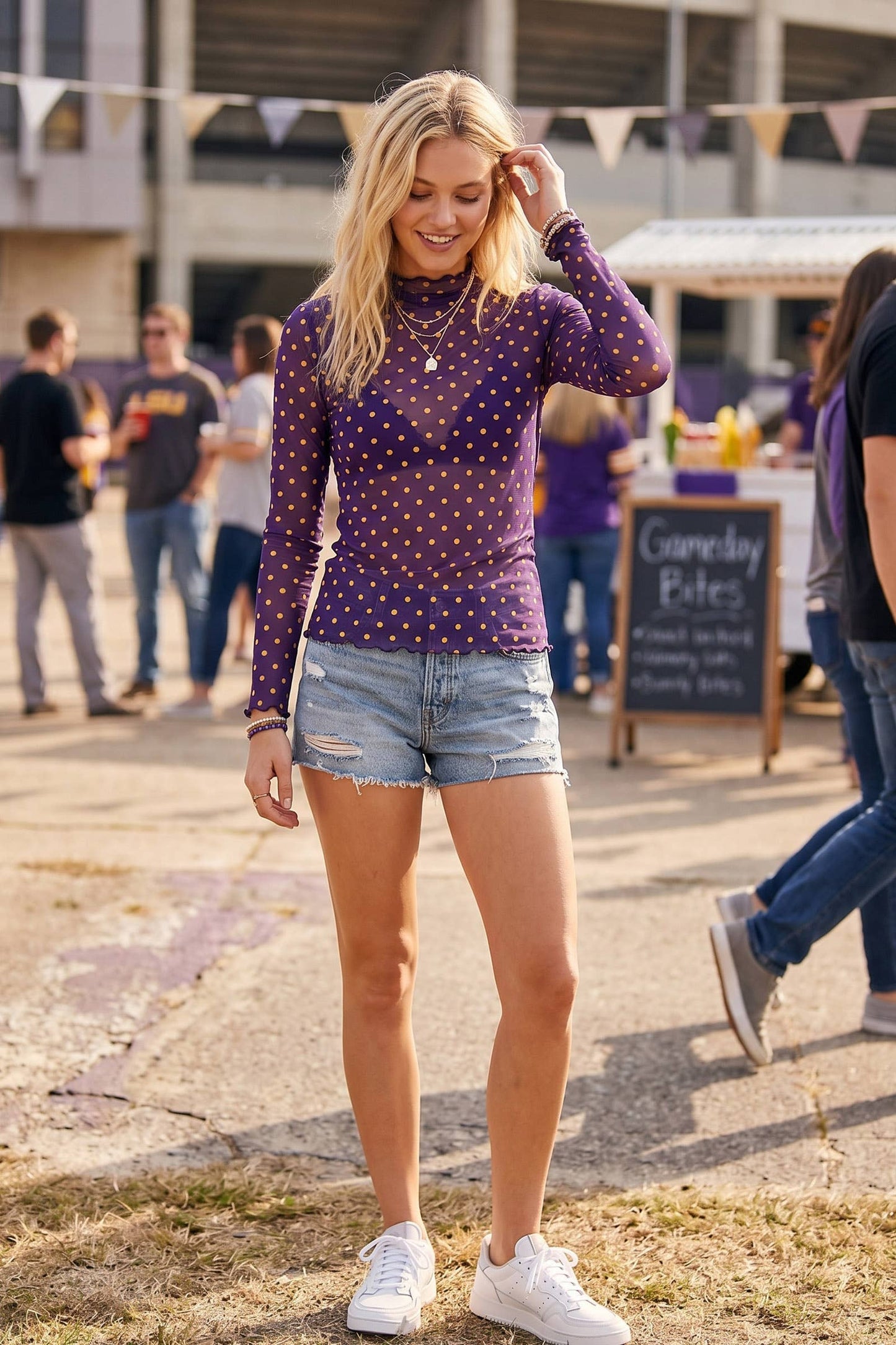 Dotty Long Sleeve Mesh Top