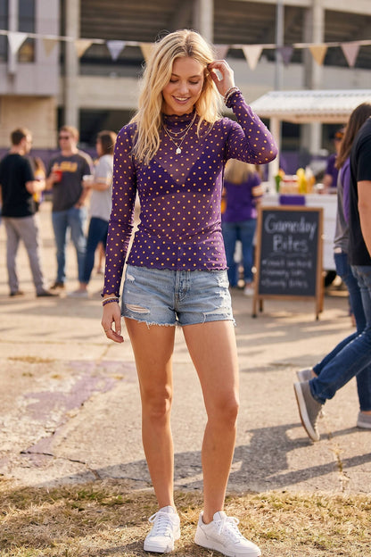 Dotty Long Sleeve Mesh Top