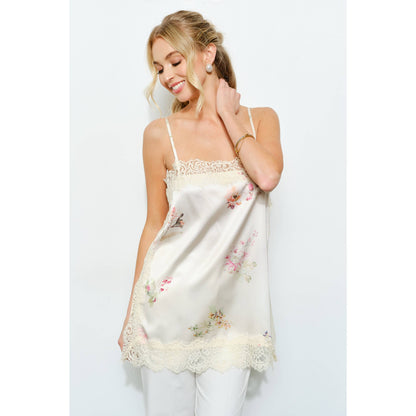 Ila Floral Satin Lace Camisole Top