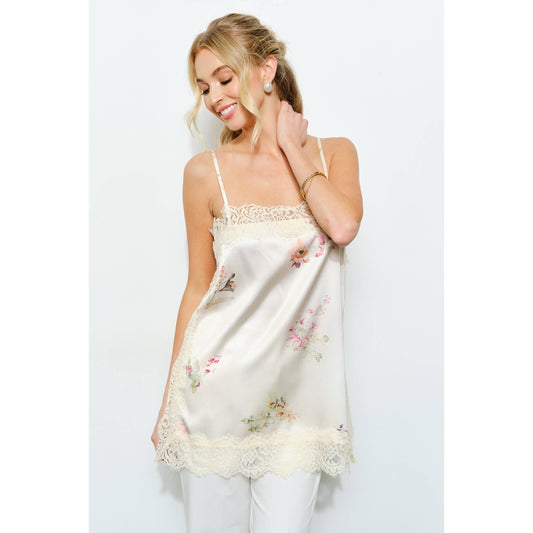 Ila Floral Satin Lace Camisole Top