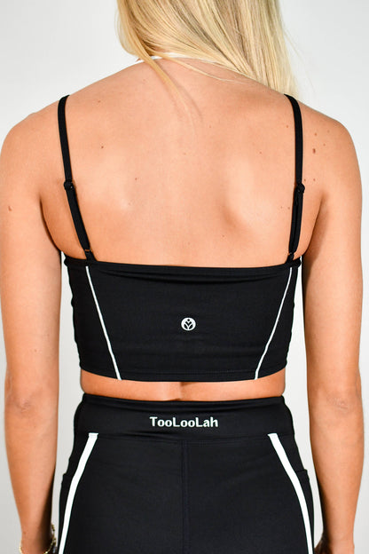 Kenzie Outline Cropped Contrast Tank - Black/White