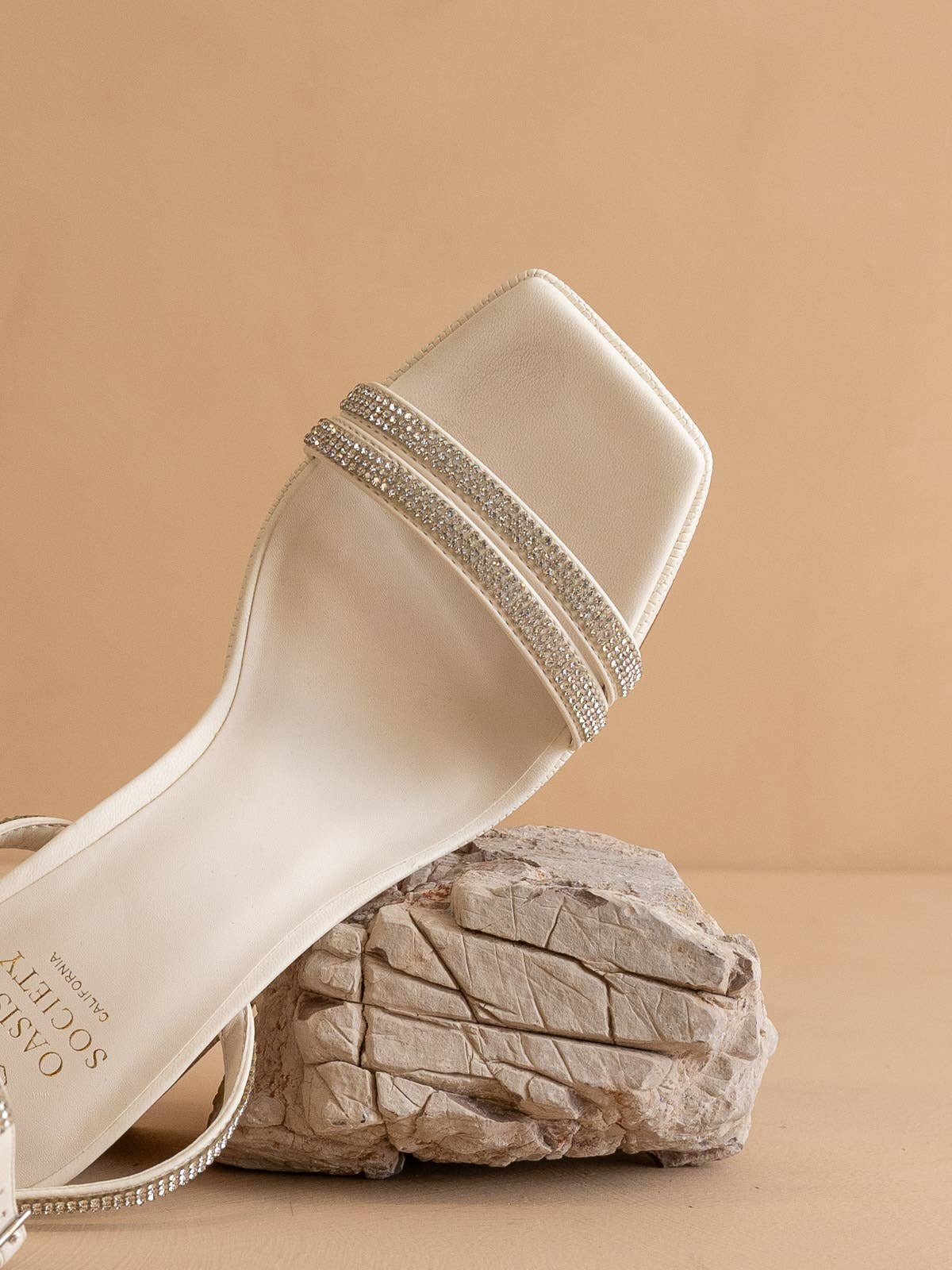 Suva White Rhinestone and Reptile Print Strappy