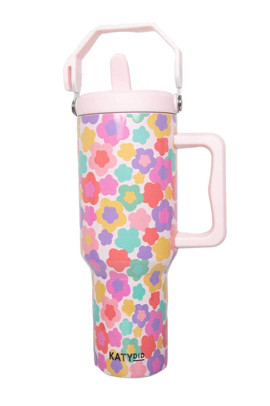 Groovy Multicolored Flowers Tumbler