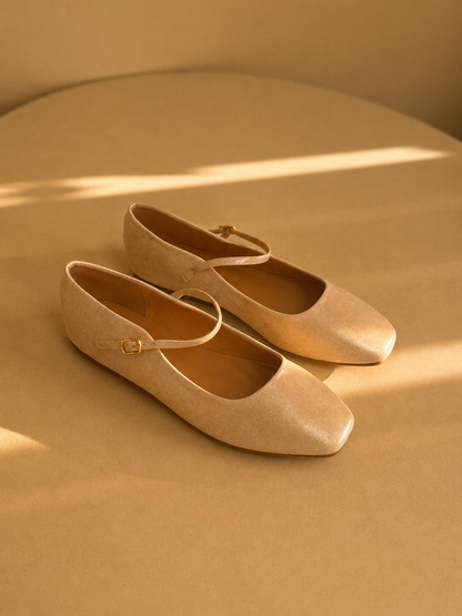 Another Life - In-Stock Brush Maryjane Almond Toe Flat
