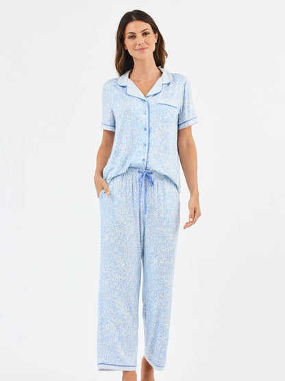 Women's Charlotte Pajama Pants Set | Meadow Line Blue Stripe