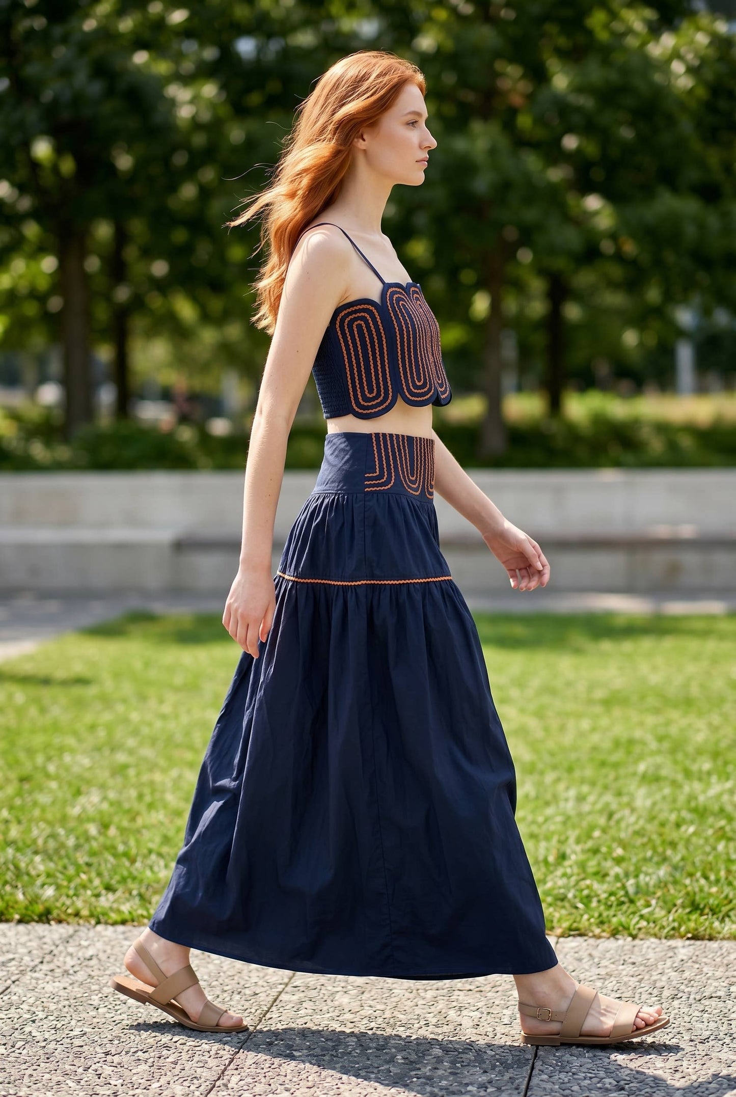 Exclusive Lace Trimmed Top & Skirt Set